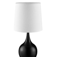 24" Black Metal Bedside Table Lamp With White Shade