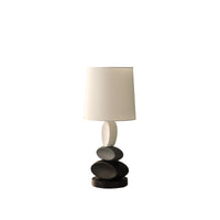 19" Black Bedside Led Table Lamp With White Empire Shade