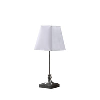 19" Silver Bedside Table Lamp With White Empire Shade