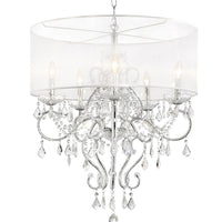 Glam Silver Faux Crystal Hanging Celing Lamp with See Thru Shade