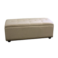 Beige Nailhead Storage Bench Ottoman Four Piece Set