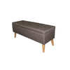 Gray Brown Linen Look Tufted Storage Bench