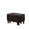 20" Black Faux Leather And Dark Brown Tufted Cocktail Ottoman