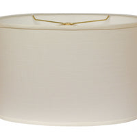 14" White Throwback Oval Linen Lampshade