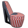 Red White and Blue Patriotic Print 4 High Heel Shoe Storage Chair