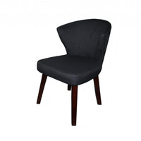 31" Dark Charcoal Grey and Black Wooden Curve Back Dining or Accent Chair