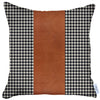 18" X 18" Black And Brown Houndstooth Zippered Handmade Polyester Throw Pillow Cover