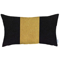 12" X 20" Black And Yellow Geometric Zippered Handmade Polyester Lumbar Pillow Cover