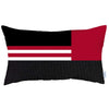 12" X 20" Red Striped Zippered Handmade Polyester Lumbar Pillow Cover