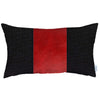 12" X 20" Black And Red Geometric Zippered Handmade Polyester Lumbar Pillow Cover