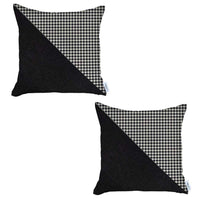 Set Of Two 18" X 18" Black And White Houndstooth Zippered Handmade Polyester Throw Pillow