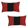 Set Of Two 20" X 12" Black And Red Geometric Zippered Handmade Polyester Lumbar Pillow