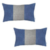 Set Of Two 20" X 12" Grey And Blue Geometric Zippered Handmade Polyester Lumbar Pillow