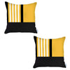 Set Of Two 18" X 18" Yellow Striped Zippered Handmade Polyester Throw Pillow