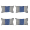 Set Of Four 20" X 12" Grey And Blue Geometric Zippered Handmade Polyester Lumbar Pillow