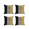 Set Of Four 18" X 18" Black And Yellow Geometric Zippered Handmade Polyester Throw Pillow