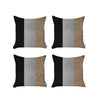 Set Of Four 18" X 18" Black And Brown Geometric Zippered Handmade Polyester Throw Pillow