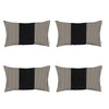 Set Of Four 20" X 12" Brown And Black Houndstooth Zippered Handmade Polyester Lumbar Pillow