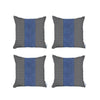 Set Of Four 18" X 18" White And Blue Houndstooth Zippered Handmade Polyester Throw Pillow