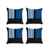 Set Of Four 18" X 18" Blue Striped Zippered Handmade Polyester Throw Pillow