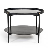 Modern Black Marble Painted Round Metal Coffee Table