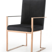 Black Rosegold Velvet Dining Chair