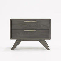 Modern Gray Wash Nightstand with Two Drawers