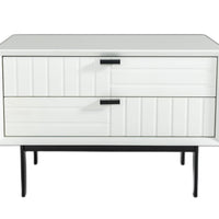 White Matte Contemporary Nightstand with Two Drawers