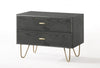 Contemporary Gray and Gold Nightstand with Two Drawers