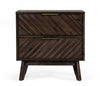 Classic Chevron Dark Brown Nightstand with Two Drawers