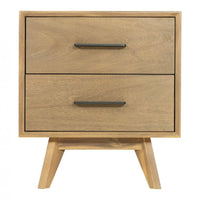 Natural Light Mocha Contemporary Nightstand with Two Drawers