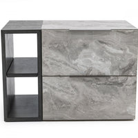 Contempo Gray Faux Marble and Gray Two Drawer Nightstand