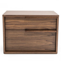 Modern Light Brown Walnut Nightstand with Two drawers