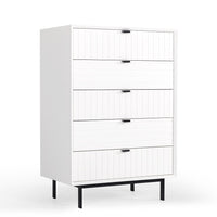 30" White Solid Wood Five Drawer Standard Chest