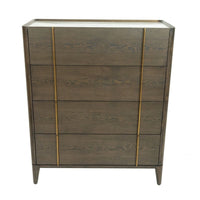 39" Dark Brown and gold Solid Wood Four Drawer Standard Dresser