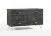 51" Grey Manufactured Wood Six Drawer Double Dresser