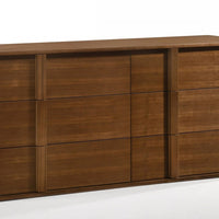 65" Walnut Solid Wood Six Drawer Double Dresser