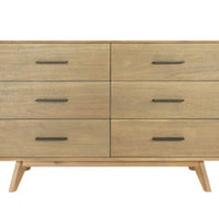 53" Walnut Solid Wood Six Drawer Double Dresser