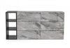 63" Grey Faux Marble and Black Wood Six Drawer Double Dresser