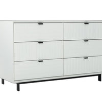 51" White Manufactured Wood Six Drawer Double Dresser