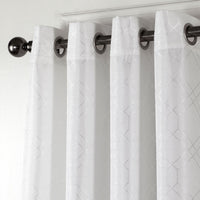 84" White Linework Textured Window Curtain Panel