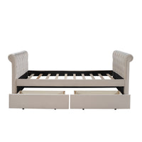 Twin Tufted Beige Upholstered Polyester Blend Bed