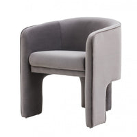 28" Contemporary Dark Gray Velvet Three Legged Chair