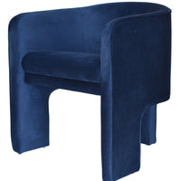 28" Contemporary Royal Blue Gray Velvet Three Legged Chair