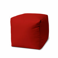 17" Cool Primary Red Solid Color Indoor Outdoor Pouf Ottoman