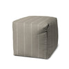 17" Taupe Polyester Cube Striped Indoor Outdoor Pouf Ottoman