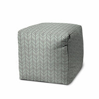 17" Green Polyester Cube Geometric Indoor Outdoor Pouf Ottoman