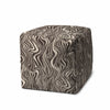 17" Brown Polyester Cube Abstract Indoor Outdoor Pouf Ottoman