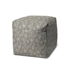 17" Gray Polyester Cube Indoor Outdoor Pouf Ottoman