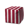 17" Red And White Polyester Cube Striped Indoor Outdoor Pouf Ottoman